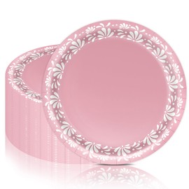 100Pcs Cielito Lindo Plates, 9 Inch Mexican Paper Plates for Cielito Lindo Party Supplies Cinco De Mayo Wedding Birthday Party Decorations (Pink)