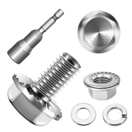 Pack of 10 M6 x 12 Hex Bolts, Flange Screws, Stainless Steel A2 V2A, Male Hexagon, Full Thread, Washers, Spring Washers & Nuts/Screws Assortment with Magnetic Hex Bit