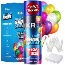 Balloon Shine Spray (16.9 oz) Set Instant High Shine Gloss for Party Balloons Long Lasting Finish for Party Decoration Includes Gloves & Protective Cover