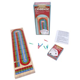 Family Classics Cribbage - Solid Wood Continuous 3 Track Board with Built-In Storage Compartment for Pegs