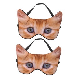 FOMIYES 2Pcs Ultra Realistic Animal Design Sleep Eye Mask Light Blocking Funny Blindfold Portable Sleeping Mask for Home Travel Office Use Cute Cat