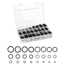 QWORK® Nitrile O Ring Assortment, 1200 Pieces Black Waterproof Sealing Ring in 24 Sizes for Repairing Plumbing, Air Conditioning, Automotive and Faucets (6-28mm Diameter)