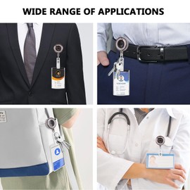 3 Pack Heavy Duty Retractable Badge Reel, Durable ID Badge Holder with Carabiner Clip for Office, Nurse, Staff – Blue, Red, Black