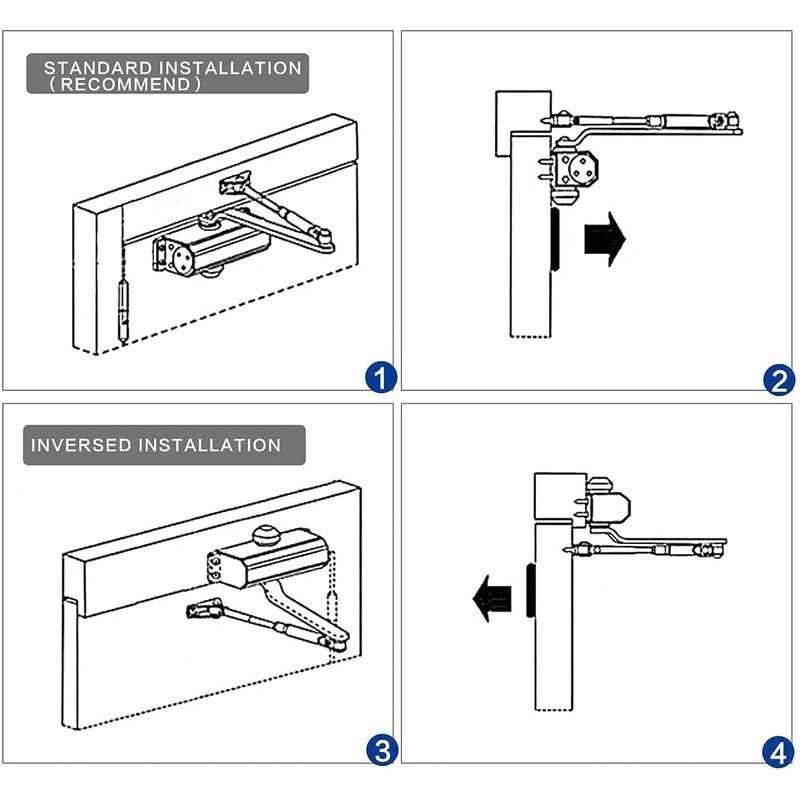Door Closer, Heavy Duty Aluminum Commercial Automatic Door Closer Fire
