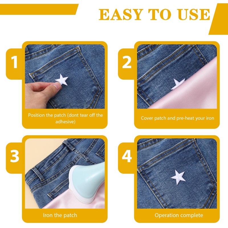 1.14" Mini White Iron on Stars, 80 PCS White Star
