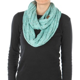 Funky Junque Womens Infinity Scarf Cable Knit Wrap - Confetti Mint