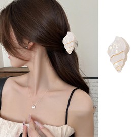 Ocean Shell Hair Clips White Seashell Hair Claw Clips Beach Cute Hair Accessories Non Slip Strong Hold Small Acrylic Hair Clamps Summer Design Cute Hairpin Fashion Hair Styling Decorations for Women