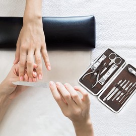 MALAYAS Finger Toe Nail Cutter Stainless Steel 12 pcs Personal Manicure Nail Scissors Set Nail Clipper Earpick Grooming Pedicure Kits Men/Women Nail Trimmer