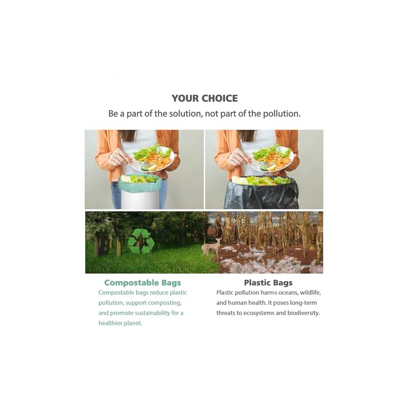 AYOTEE - 200 bolsas de basura pequeñas compostables, bolsas de