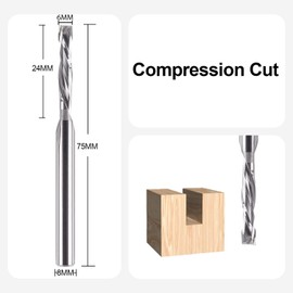 SpeTool Spiral Cutter 8 mm Shaft Compression 6 mm Cutting Diameter 24 mm Cutting Length Groove Cutter CNC Milling Cutter for Router Spiral Groove Cutter Slot Cutter Wood Cutter Solid Carbide End Mill