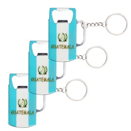 Souvenir Country Flag Beer Bottle Opener, Beer Cup Design -Set of 3 (Guatemala)