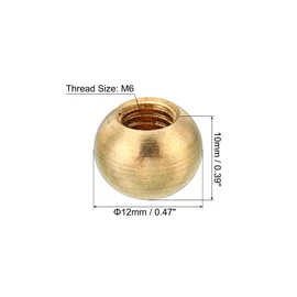 PATIKIL M6x1 Thread Cap Nuts Knob, 10 Pack Brass Ball Lamp Decoration Screw Caps Nut for Furniture Lighting