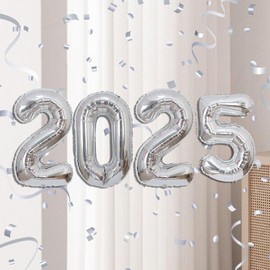 16 Inch 2025 Balloons Number 2025 Foil Balloons for New Years Eve Party Supplies Anniversary Party Graduation Decorations Home Office Decoration, Silver