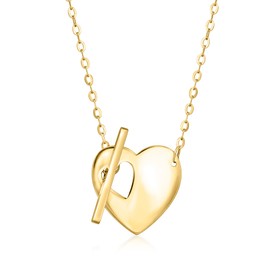 Ross-Simons Italian 10kt Yellow Gold Heart Toggle Necklace. 16 inches