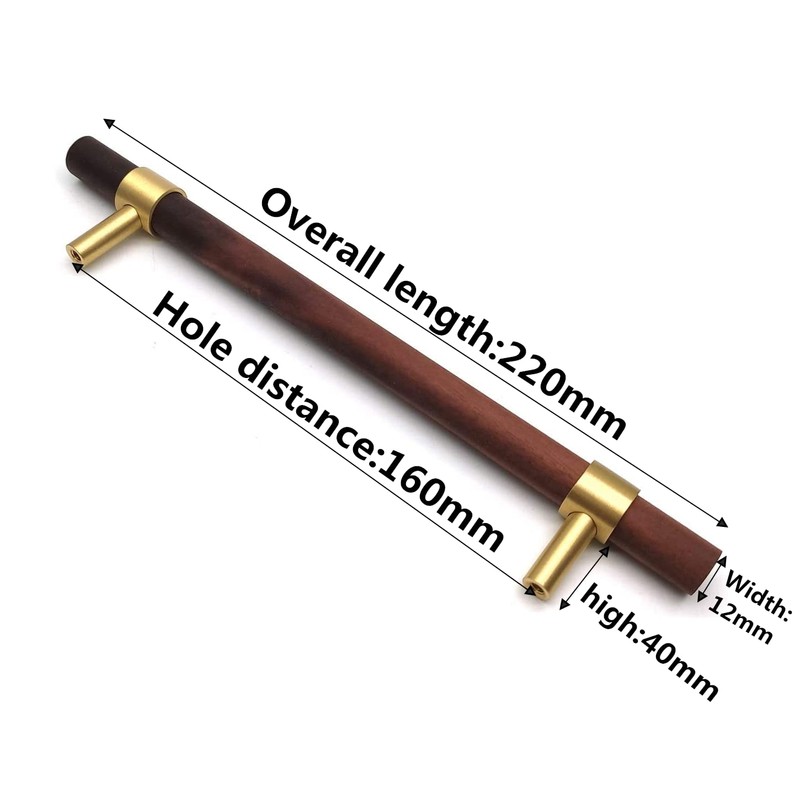 SYZOW 6 Pack Walnut Cabinet Pulls Brushed Brass Drawer Handles,Gold