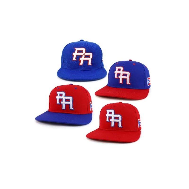 PR Embroidered Snapback Cap with Puerto Rico Flag (Polyester, Red/Blue)