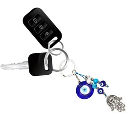 FADBBW Evil Eye Keychains Blue Glass Lucky Eyeball Keychains-Unique Decorative Charm for Bags & Keys (FBEV1-Keychain-08)