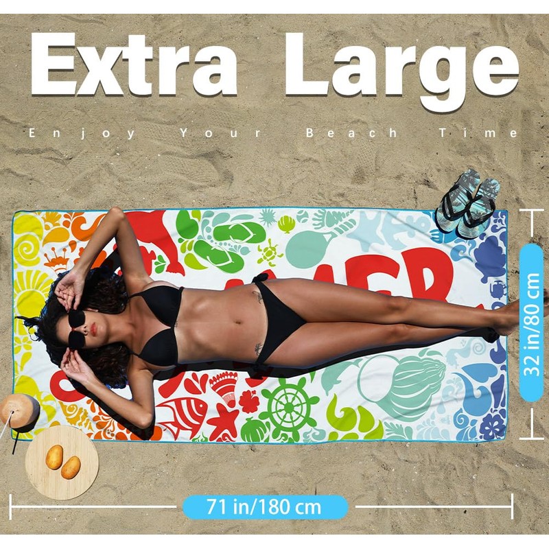 Microfiber Lightweight Beach Towel Sand Free Quick Dry Absorbent Thin