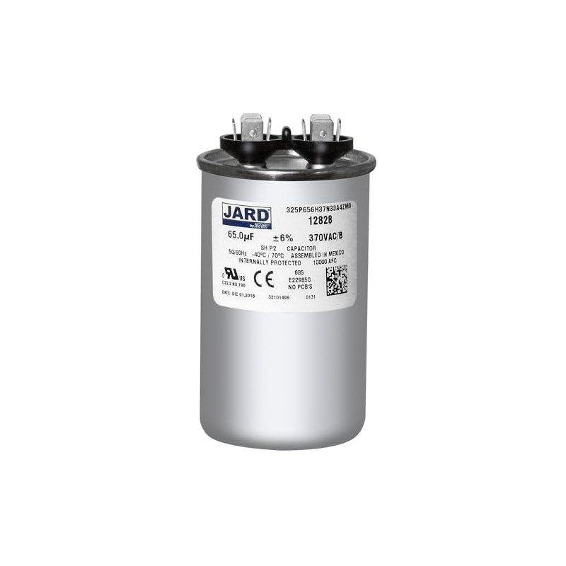 65 uF x 370 VAC Round Run Capacitor by #