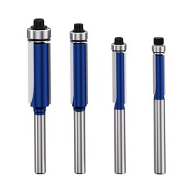 APIELE 4 Piece Flush Cutter Set Ball Bearing Mounted on Both Sides 6 mm Shank for Wood Cutter Cutting Woodworking