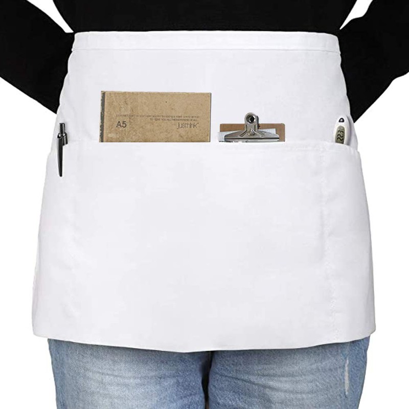 TOPTIE 2 Pack 3 Pockets Waitress Waist Apron, Restaurant Half