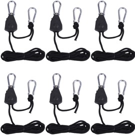 Lubonarie Rope Ratchet Packing Belt, Rope Tightener, Camping Equipment, Rope Tensioner, Rope Hanger, Carabiner, Hanging, Load Capacity, 140.9 lbs (68 kg), Set of 6 Pairs (Black)