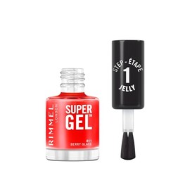 Rimmel Super Gel Jelly Gloss Nagellack, 011 Berry Glace, langer Halt, einfache Anwendung, Maniküre, Gel-Effekt, splitterfest, klare Formel, 12 ml