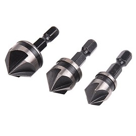 Malayas 1/4" Hex Shank 12mm/16mm/19mm Countersink Drill Bit 5 Flute 90 Degree Woodworking Countersink Bits