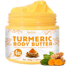 Turmeric Face Cream – All Natural Skin Brightening Lotion – Turmeric Whipped Body Butter for Dark Spots, Hyperpigmentation – Turmeric Skincare Cleanses, Fights Acne, Evens Tone, Scars, Sun Damage