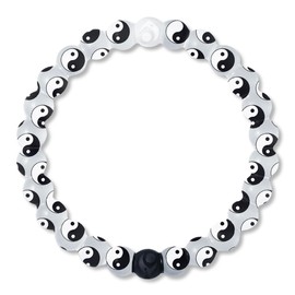 Lokai Silicone Beaded Bracelets for Women & Men, Yin Yang Pattern (Extra Large) - Jewelry Fashion Bead Bracelet with Black & White Beads - Ring Bangle Slide-On Style for Comfortable Fit
