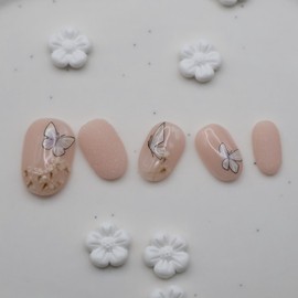 CHOK: 08 Butterfly Handmade nail tip - Coffin / CHOK : 08 나비와 수제네일팁 - 코핀