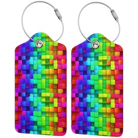 2 Pack Luggage Tags for Travel PU Leather Luggage Tag Name ID Labels with Privacy Cover for Suitcases Women Men Kids Girls