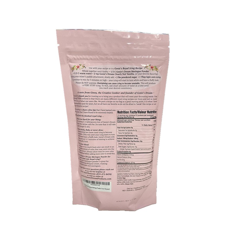 Genie's Dream Polvo de merengue premium, bolsa de 16 onzas