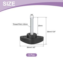 uxcell 5Pcs Tee Wing Knobs Thumb Screws, M5 x 25mm Clamping Screw Knob Male Thread Carbon Steel T Shaped Thumb Screws Handle 36mm Dia. for Hand Tightening Knob Replacement, Black