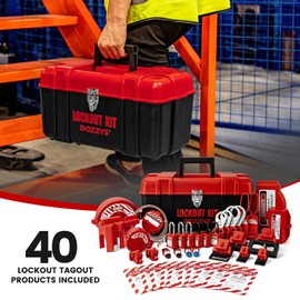 BOZZYS Lockout Tagout Kit,Loto Locks for Breaker and Valve Device Lock Out Tag Out Kits Electrical-OSHA Compliant,Red (BD-Z30-KIT)