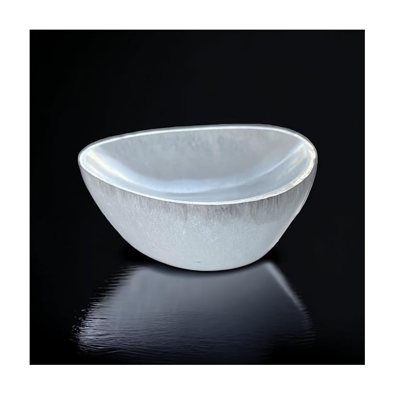 4All Selenite Oval Bowl Handmade Natural White Charging Selenite Crystal
