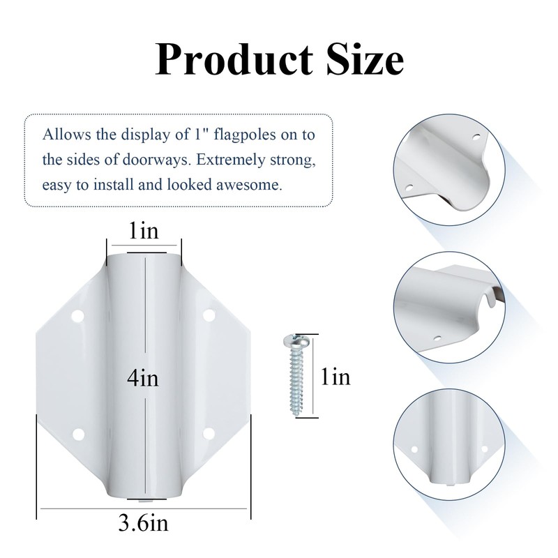 CTUOPTUO Side Mount Flag Pole Holder, Allows Display of 1"