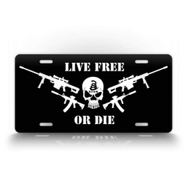 Live Free Or Die License Plate Patriotic USA DTOM Guns Auto Tag