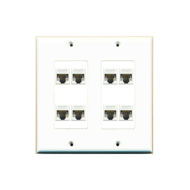 RiteAV 8 Port Decorative Dual [ 2 Gang ] Ethernet