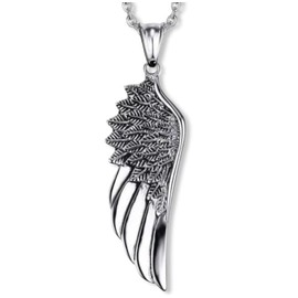 Zamac Angel Wings Necklace, Two Models Available, Pendant 2.2" or 2.4", Chain 55cm, Symbolic and Spiritual, Metal, No Gemstone