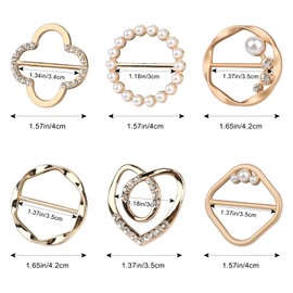 6Pcs Scarf Ring, Scarf Rings Premium Shirt Tie Clips for Women Clothing Accessories, Clothing Ring Wrap Holder Fashion Round Metal Corner Knotted Button for Lady Girls Women (Gold)