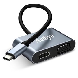 Autbye Adaptador USB C a VGA HDMI, Convertidor Tipo C 2 en 1 para PC, Mac                                                                             