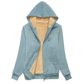 SWISSWELL Hoodies for Women Winter Fleece Sweatshirt - Full Zip Up Thick Sherpa Lined Hooded Jacket Green Small