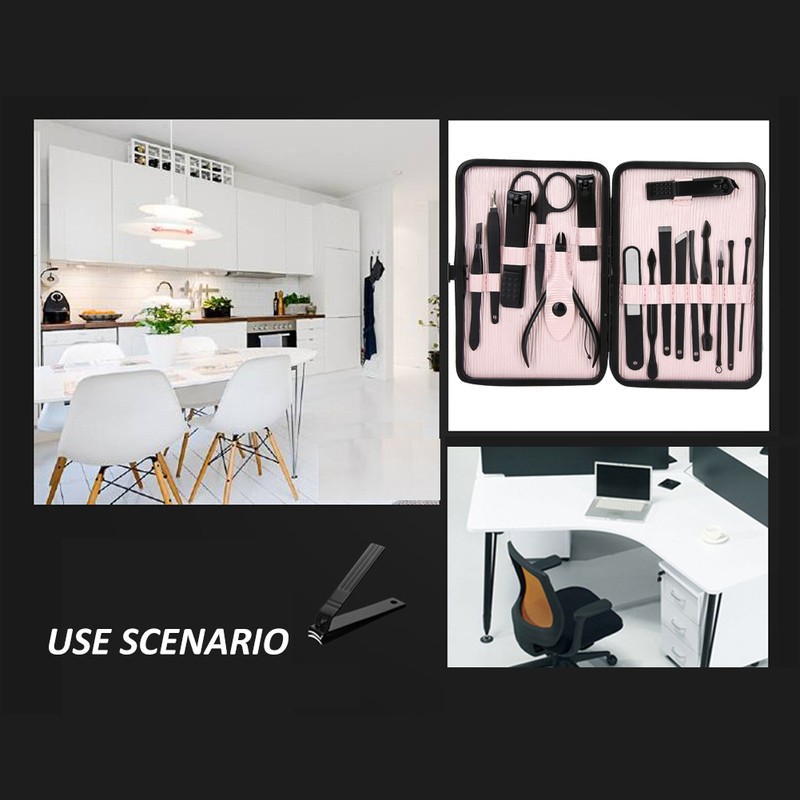 16pcs Stainless Steel Nail Clipper Eyebrow Scissors Pedicure Knife Manicure