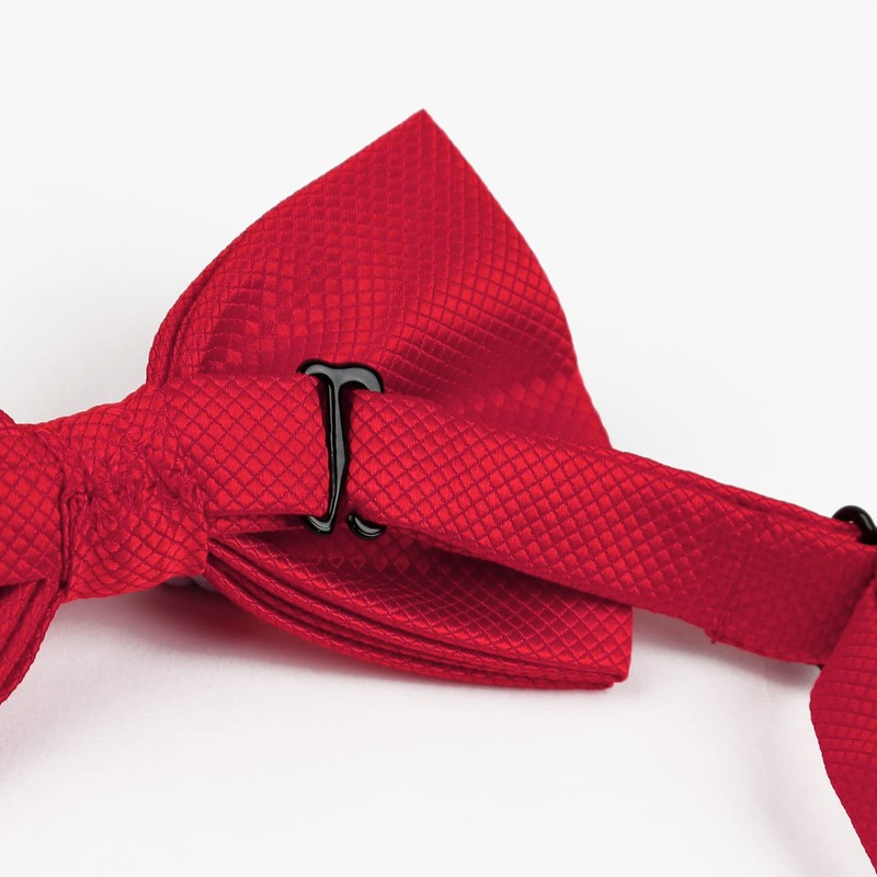 Alizeal Mens Solid Mini Squares Formal Banded Bow Ties (Red)