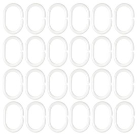 Aeuezxx Anelli per Tende da Doccia, 24 PCS Ganci Bianchi per Tende da Doccia, Anelli per Tende da Doccias a Forma di C