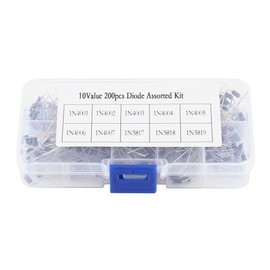 Kit surtido de diodos rectificadores de 200 piezas, diodo de 10 valores 1N4001~1N4007,1N5817~1N5819, surtido de transistores de silicio, baja fuga y caída de voltaje directo