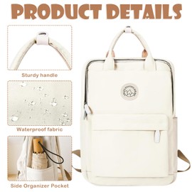 Joyesplay Preppy School Backpack Bags for Girls Kawaii,Large Capacity Travel School Bag for Kids Boys Teenage Primary Secondary Middle School (White)