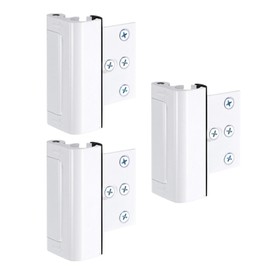 sourcing map 3 Pack Home Security Door Lock, Door Reinforcement Lock 3 Inch Stop Withstand 800lbs, Front Door Kick in Security Protector for Inward Swinging Door, White