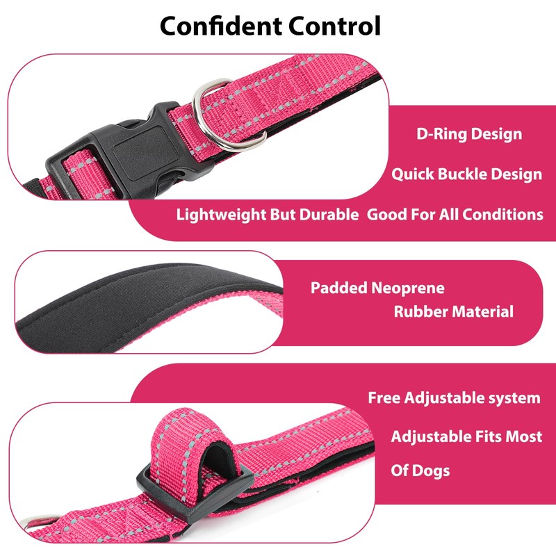 PenSeepet Reflective Dog Collar Padded with Soft Neoprene Breathable Quick